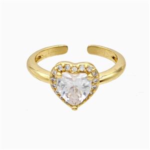 Copper Heart Rings Pave Zirconia 18K Gold Plated, approx 10mm, 18mm dia