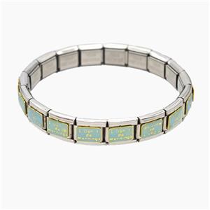 Raw Stainless Steel Module Bracelet Enamel, approx 9-10mm, 17cm length