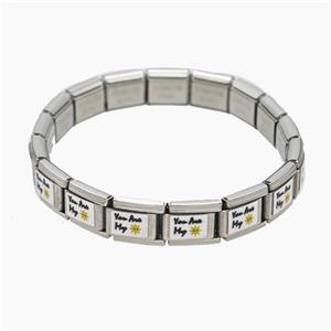 Raw Stainless Steel Module Bracelet With YouAreMyShine, approx 9-10mm, 17cm length