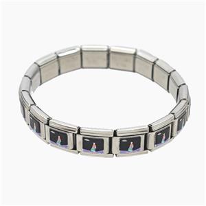 Raw Stainless Steel Module Bracelet With Boys, approx 9-10mm, 17cm length