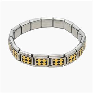 Raw Stainless Steel Module Bracelet With Lattice, approx 9-10mm, 17cm length