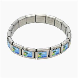 Raw Stainless Steel Module Bracelet Beach, approx 9-10mm, 17cm length