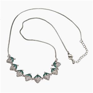 Copper Strawberry Necklace Pave Zirconia Platinum Plated, approx 12-90mm, 47-53cm length
