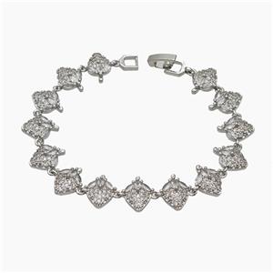 Copper Strawberry Bracelet Pave Zirconia Platinum Plated, approx 12mm, 19cm length