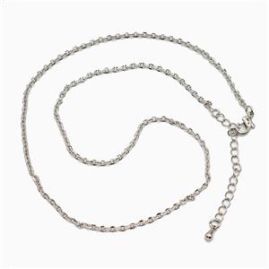 Copper Necklace Chain Platinum Plated, approx 2.5mm, 39-44cm length