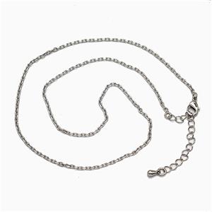 Copper Necklace Chain Platinum Plated, approx 1.5mm, 40-45cm length