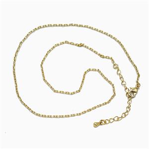 Copper Necklace Chain Gold Plated, approx 1.5mm, 40-45cm length