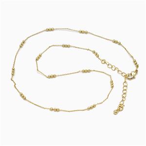 Copper Necklace Chain Gold Plated, approx 2mm, 38-43cm length