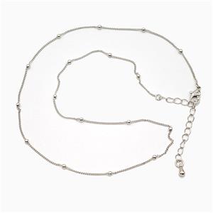 Copper Necklace Chain Platinum Plated, approx 1mm, 40-45cm length