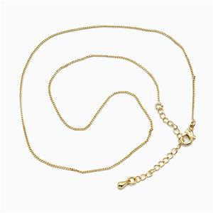 Copper Necklace Chain Gold Plated, approx 1mm, 40-45cm length