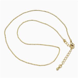 Copper Necklace Chain Gold Plated, approx 1mm, 40-45cm length
