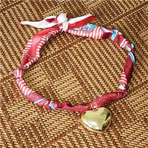 Polyester Fabric Necklace With Heart, approx 40mm, 68cm length