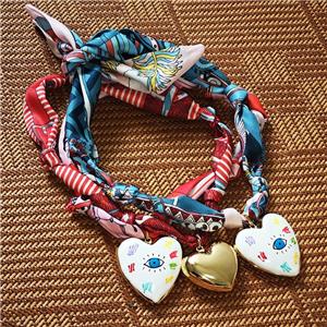Polyester Fabric Necklace With Heart Mixed, approx 45-50mm, 68cm length