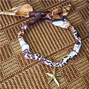 Polyester Fabric Necklace With Starfish, approx 38mm, 68cm length