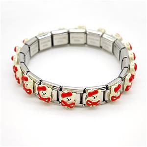 Raw Stainless Steel Module Bracelet Pave Resin Cat, approx 9-10mm, 17cm length