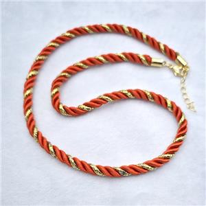 Red Nylon Wire Necklace, approx 5mm, 40-45cm length