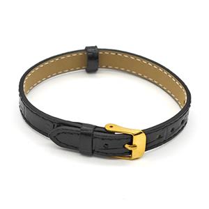 Black PU Leather Strap Bracelet, approx 10mm, 21cm length