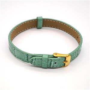 Green PU Leather Strap Bracelet, approx 10mm, 21cm length