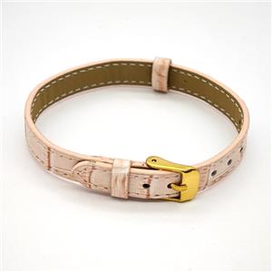 Pink PU Leather Strap Bracelet, approx 10mm, 21cm length