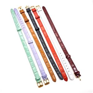 PU Leather Strap Bracelet Mixed Color, approx 10mm, 21cm length