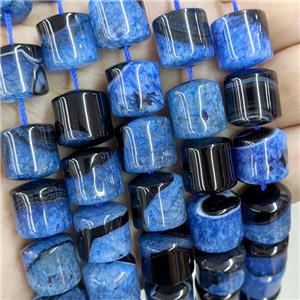 Natural Agate Druzy Column Beads Skyblue Dye, approx 13-14mm