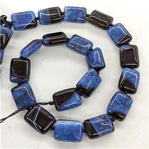 Natural Agate Druzy Rectangle Beads Blue Dye, approx 15-20mm