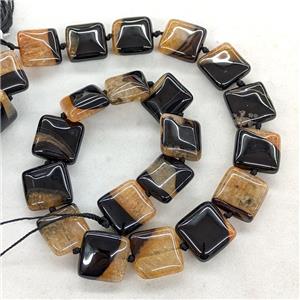 Natural Druzy Agate Square Beads Orange Dye, approx 18mm