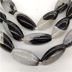 Natural Druzy Agate Rice Beads Black Dye, approx 18-40mm