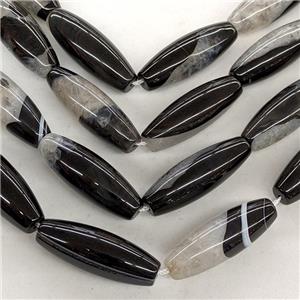 Natural Druzy Agate Rice Beads Black Dye, approx 14-40mm