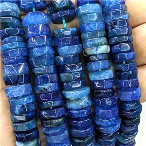 Natural Agate Heishi Beads Blue Dye, approx 10-13mm