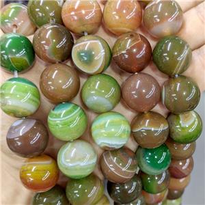 Natural Agate Beads Smooth Round Green Red Dye, approx 20mm