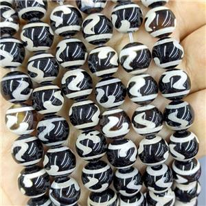 Black Tibetan Agate Beads Smooth Round, approx 10mm