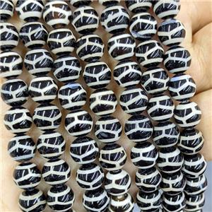 Black Tibetan Agate Beads Smooth Round Tortoise, approx 10mm