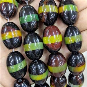 Tibetan Style Agate Beads Barrel Dye, approx 20-28mm, 12pcs per st