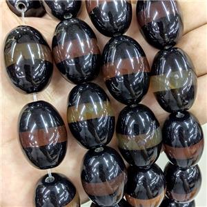 Tibetan Style Agate Beads Barrel Coffee Dye, approx 20-28mm, 12pcs per st