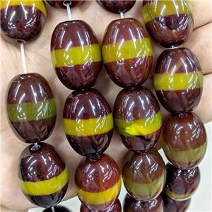 Tibetan Style Agate Beads Barrel Red Dye, approx 20-28mm, 12pcs per st