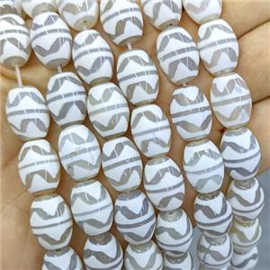 Tibetan Agate Barrel Beads White, approx 12-16mm, 20pcs per st