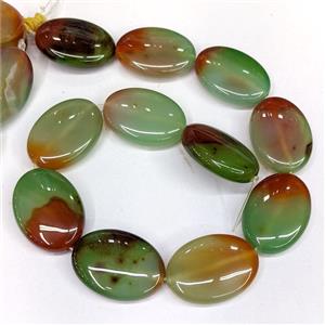 Green Red Agate Oval Beads Dye, approx 25-35mm