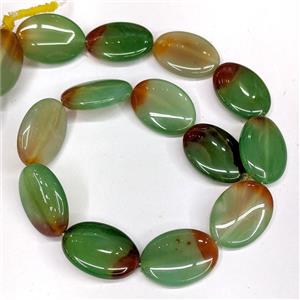 Green Red Agate Oval Beads Dye, approx 22-30mm