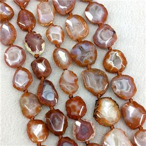 Natural Red Carnelian Agate Nugget Slice Beads Freeform Faceted, approx 15-22mm