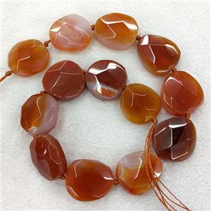 Natural Red Carnelian Agate Slice Beads Freeform Faceted, approx 25-30mm