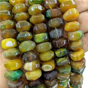 Olive Agate Rondelle Beads Faceted Dye, approx 8-15mm