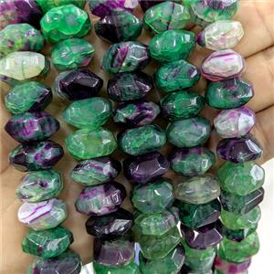 Green puprle Agate Rondelle Beads Faceted Dye, approx 8-15mm