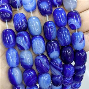 Natural Stripe Agate Barrel Beads Blue Dye, approx 13-18mm
