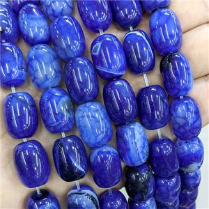 Natural Veins Agate Barrel Beads Blue Dye, approx 13-18mm