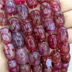 Natural Veins Agate Barrel Beads Red Dye, approx 13-18mm