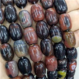 Natural Agate Barrel Beads Red Black Dye, approx 13-18mm