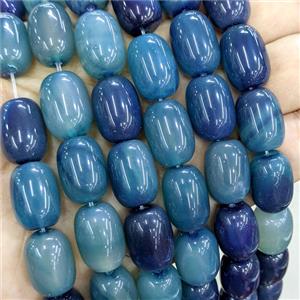 Natural Agate Barrel Beads Blue Dye, approx 13-18mm