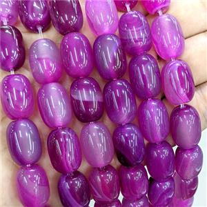 Natural Stripe Agate Barrel Beads Hotpink Dye, approx 13-18mm