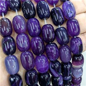 Natural Stripe Agate Barrel Beads Purple Dye, approx 13-18mm